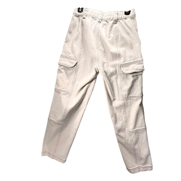 PacSun White High Waisted Cargo Pants Elastic Waist Pockets M Contrast Stitching - Picture 2 of 15